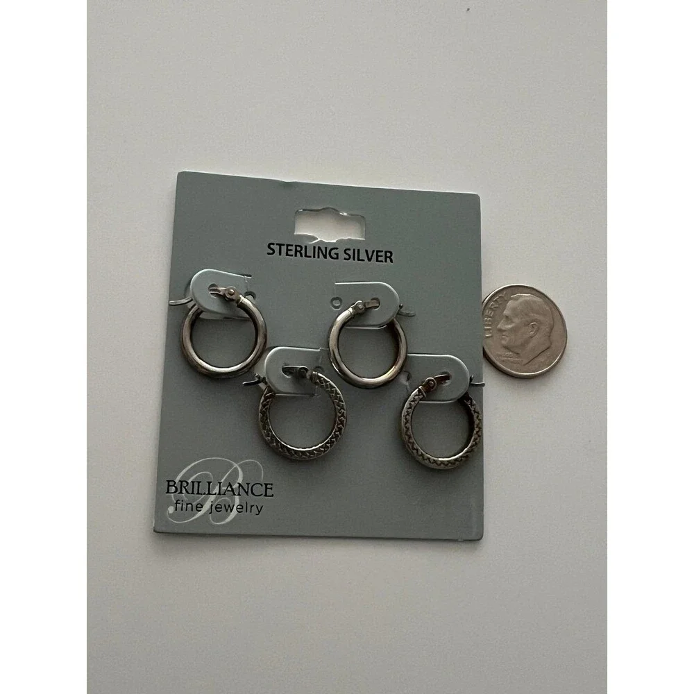 Earrings Small hoop earrings 925 Sterling silver two pairs different designs New